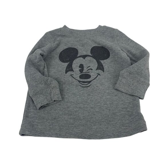 Disney Jumping Beans Mickey Mouse Grey Waffle Top Size 18M - Picture 1 of 7